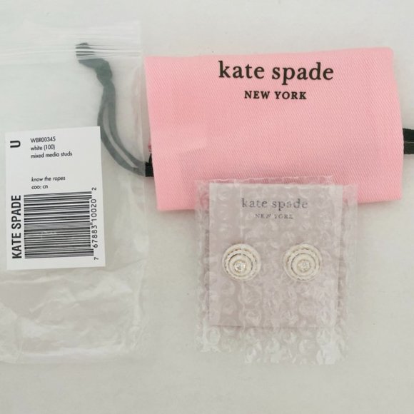 🌷NEW🌷Kate Spade New York Know The Ropes Mixed Media Studs Earrings, White - Picture 11 of 15
